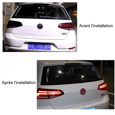 Emblème Arrière Lumineux Volkswagen Golf 6 LED 32 Couleurs - vue de profil - Becquet Voiture