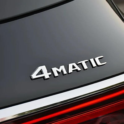 Emblème Arrière Mercedes 4Matic Logo 14.6cm - vue de profil - Becquet Voiture