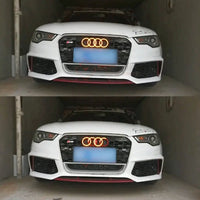 Emblème Audi Lumineux Calandre LED Noir Chromé Dynamique 4 Anneaux - vue de trois-quarts - Becquet Voiture
