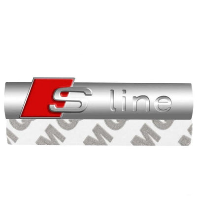 Emblème Autocollant S-Line Audi Aluminium 1.6x7cm - installé sur véhicule - Becquet Voiture