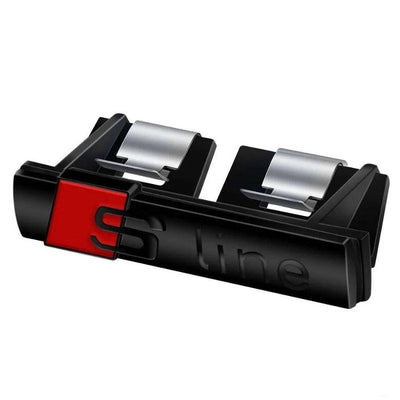 Emblème Autocollant S-Line Audi Aluminium 1.6x7cm - packshot studio - Becquet Voiture