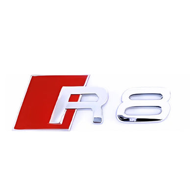 Emblème Badge Audi R8 Arrière Noir Chrome - vue arrière - Becquet Voiture