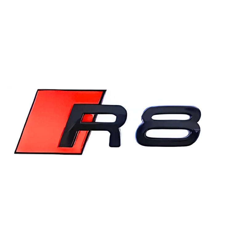 Emblème Badge Audi R8 Arrière Noir Chrome - vue de face - Becquet Voiture