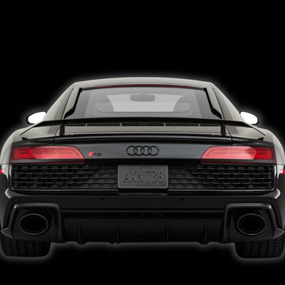 Emblème Badge Audi R8 Arrière Noir Chrome - vue de profil - Becquet Voiture