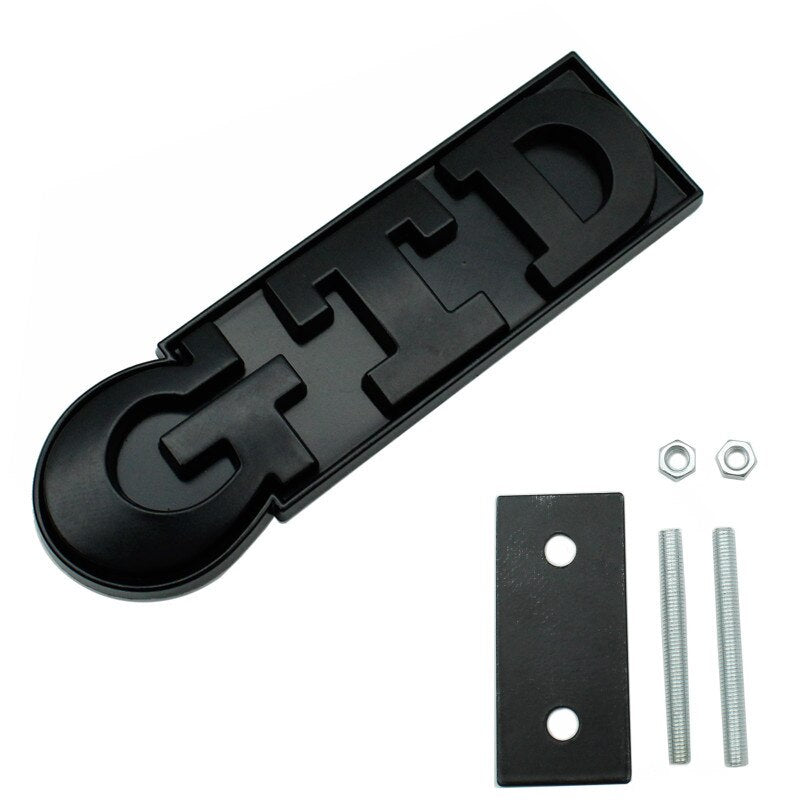 Emblème Badge GTD VW Golf 5 6 7 Avant Arrière - packshot studio - Becquet Voiture