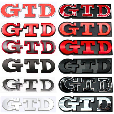 Emblème Badge GTD VW Golf 5 6 7 Avant Arrière - vue de face - Becquet Voiture