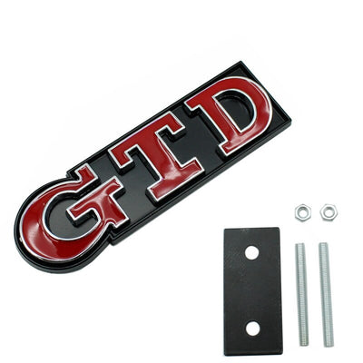 Emblème Badge GTD VW Golf 5 6 7 Avant Arrière - vue de trois-quarts - Becquet Voiture