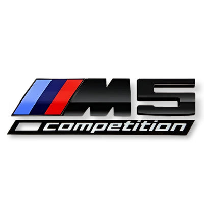 Emblème Badge Logo BMW M Competition Noir Chrome - en situation - Becquet Voiture