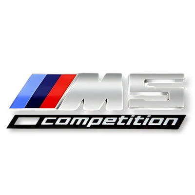 Emblème Badge Logo BMW M Competition Noir Chrome - vue de dessus - Becquet Voiture