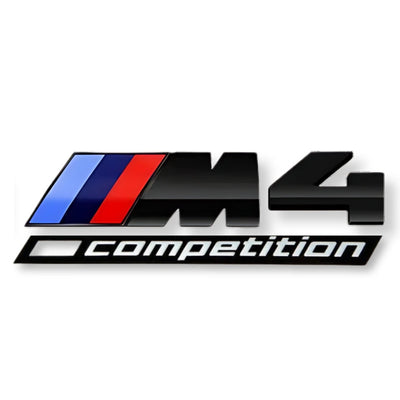 Emblème Badge Logo BMW M Competition Noir Chrome - vue de face 2 - Becquet Voiture