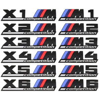 Emblème Badge Logo BMW M Competition Noir Chrome - vue de face - Becquet Voiture