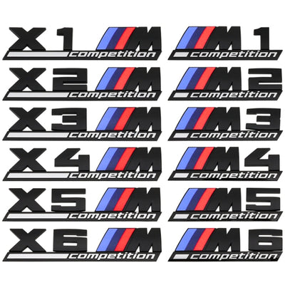Emblème Badge Logo BMW M Competition Noir Chrome - vue de face - Becquet Voiture