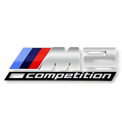 Emblème Badge Logo BMW M Competition Noir Chrome - vue de trois-quarts 2 - Becquet Voiture