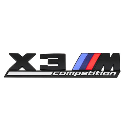 Emblème Badge Logo BMW M Competition Noir Chrome - vue rapprochée 2 - Becquet Voiture