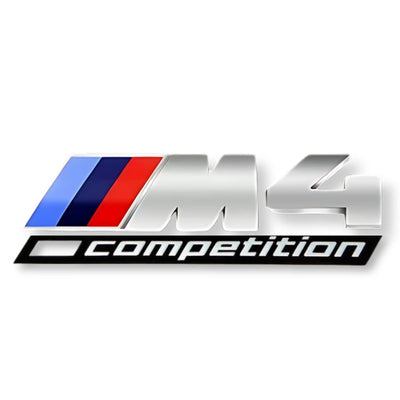 Emblème Badge Logo BMW M Competition Noir Chrome - vue rapprochée - Becquet Voiture