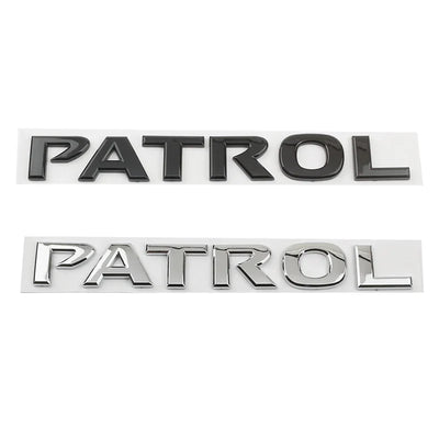 Emblème Badge PATROL Noir pour Nissan 24.5cm - vue de face - Becquet Voiture