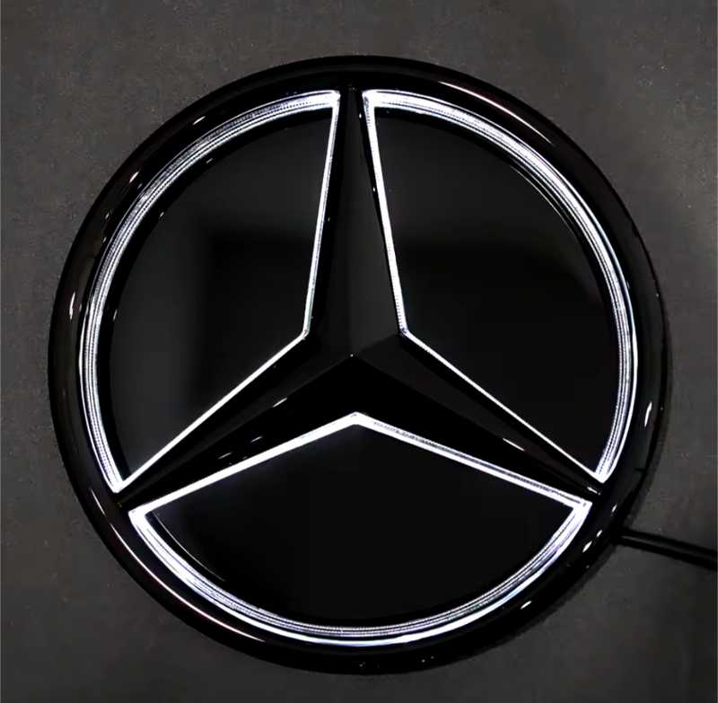 Emblème Calandre Mercedes-Benz Étoilé Lumineux LED Noir Brillant - vue arrière - Becquet Voiture