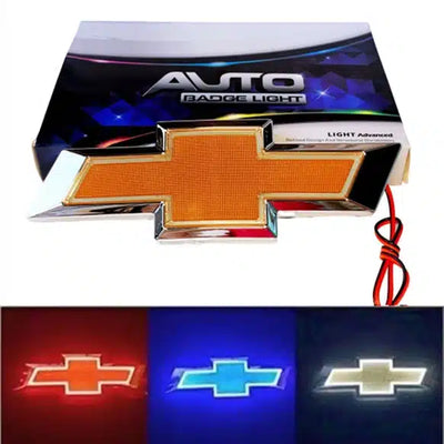 Emblème Chevrolet LED 4D lumineux pour coffre arrière Chevy - vue de face - Becquet Voiture