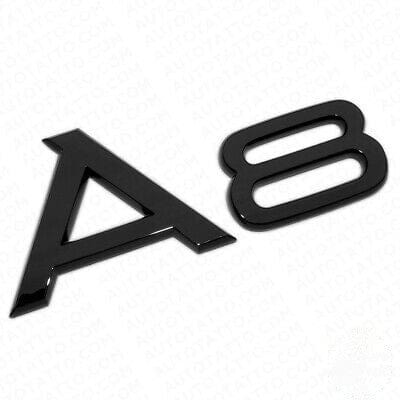 Emblème coffre Audi A8 noir brillant - vue de face - Becquet Voiture
