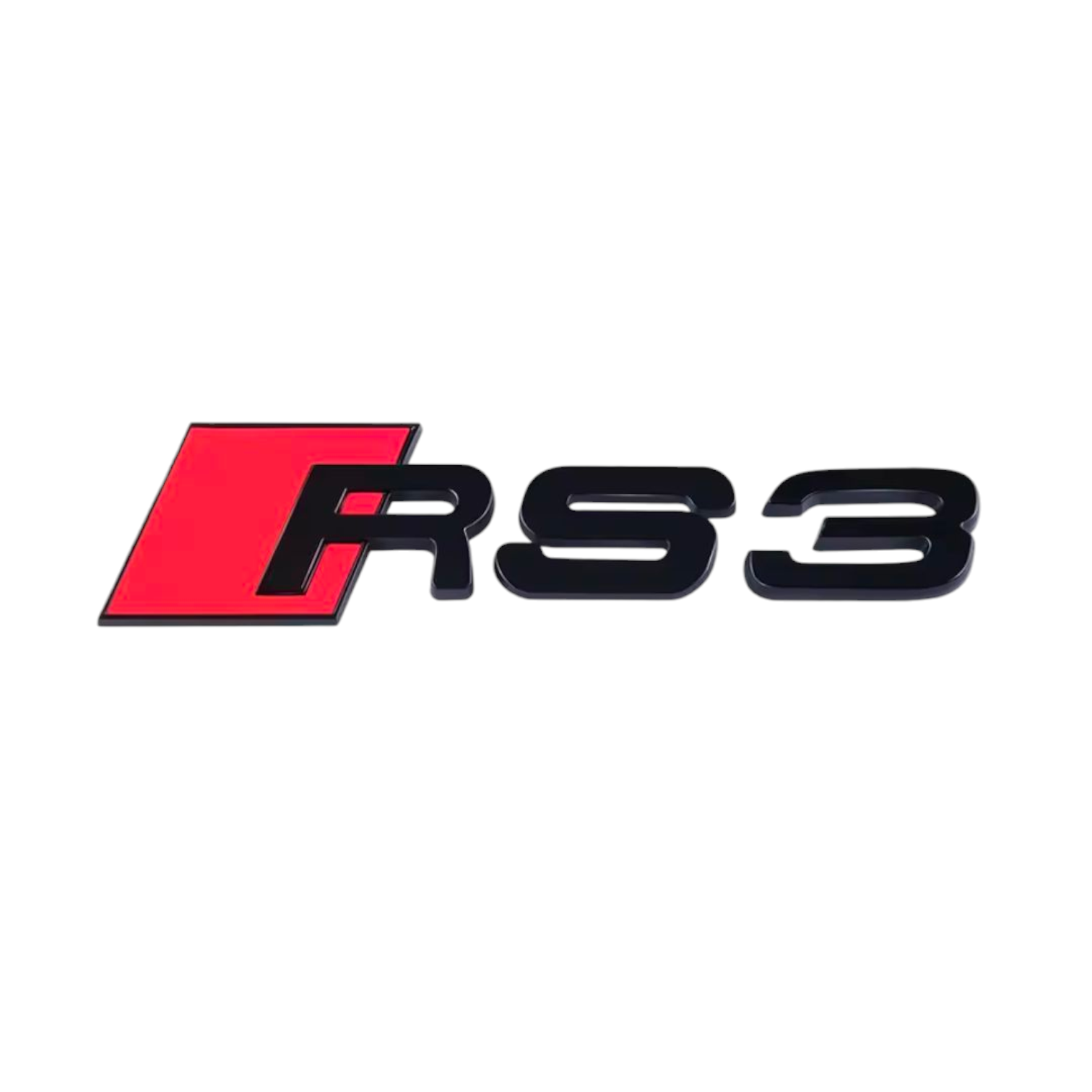 Emblème coffre Audi RS3 noir brillant - vue de face - Becquet Voiture