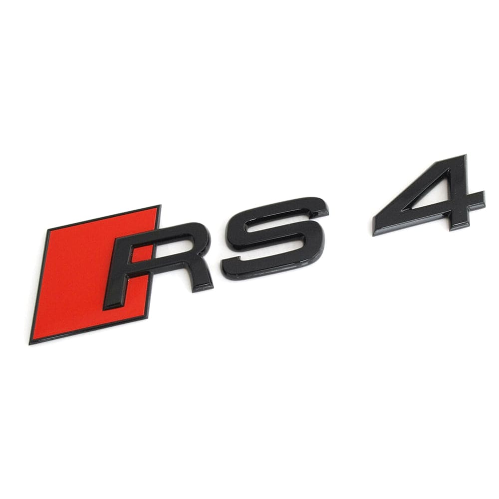 Emblème coffre Audi RS4 noir brillant - vue de face - Becquet Voiture