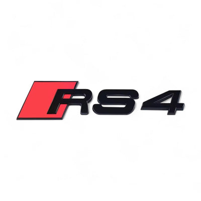 Emblème coffre Audi RS4 noir brillant - vue de profil - Becquet Voiture