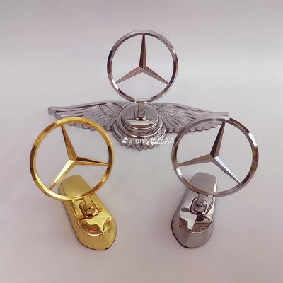 Emblème de Capot Chromé Mercedes-Benz avec Aile - vue de face - Becquet Voiture