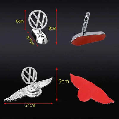 Emblème de Capot Chromé Volkswagen Golf Polo Passat - vue de trois-quarts - Becquet Voiture