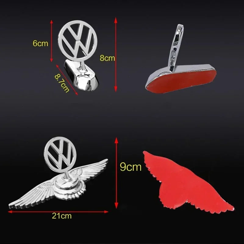 Emblème de Capot Chromé Volkswagen Golf Polo Passat - vue de trois-quarts - Becquet Voiture