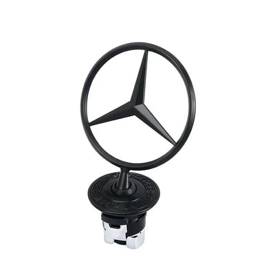 Emblème Étoile Capot Mercedes Benz W204 W205 W220 Noir Chrome - vue de face - Becquet Voiture