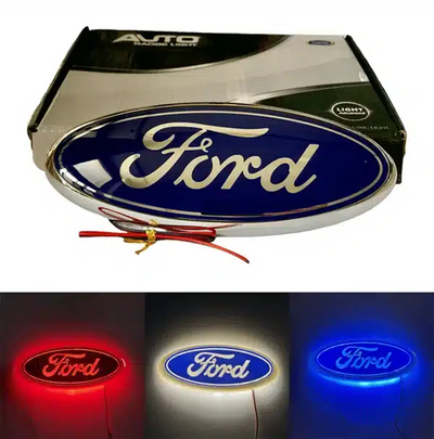 Emblème Ford LED Lumineux 4D pour F150 et Focus - vue de face - Becquet Voiture