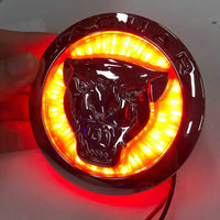 Emblème Jaguar LED 4D lumineux pour calandre avant 2 tailles - installé sur véhicule - Becquet Voiture
