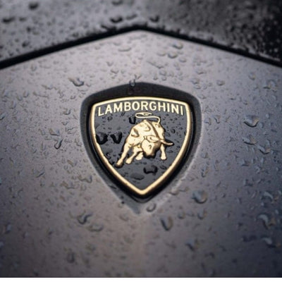 Emblème Lamborghini Chrome Doré Voiture - vue de profil - Becquet Voiture