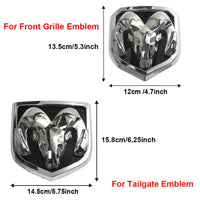 Emblème LED Dodge Ram lumineux pour calandre et hayon - Chrome - vue de trois-quarts - Becquet Voiture