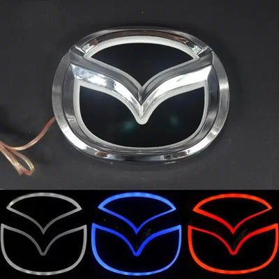 Emblème LED Mazda 5D lumineux arrière 12.0x9.5cm bleu rouge blanc - vue de face - Becquet Voiture