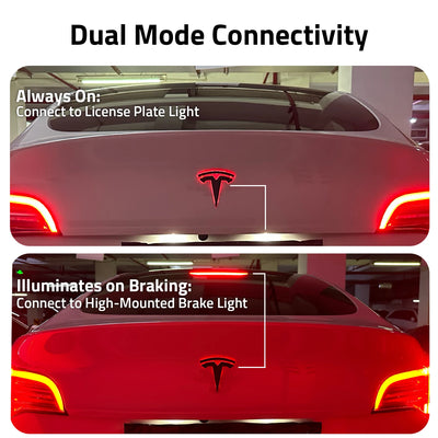 Emblème LED Tesla Coffre Model 3 Y X S Frein - packshot studio - Becquet Voiture