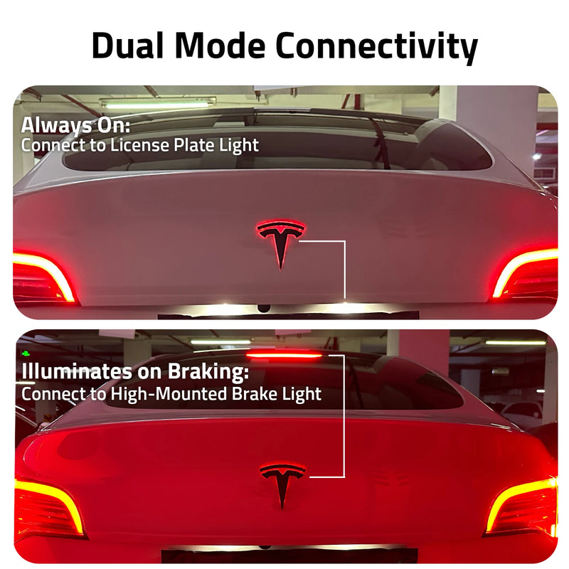 Emblème LED Tesla Coffre Model 3 Y X S Frein - packshot studio - Becquet Voiture