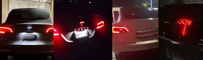 Emblème LED Tesla Coffre Model 3 Y X S Frein - vue de dessus - Becquet Voiture