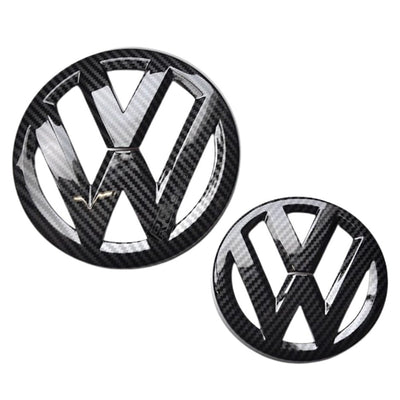 Emblème Logo VW Noir 3D Brillant Mat Carbone Golf Polo - installé sur véhicule - Becquet Voiture