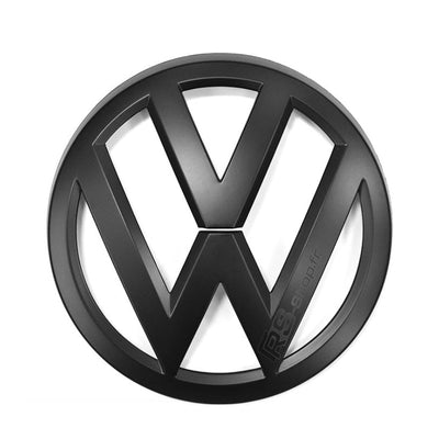 Emblème Logo VW Noir 3D Brillant Mat Carbone Golf Polo - packshot studio - Becquet Voiture
