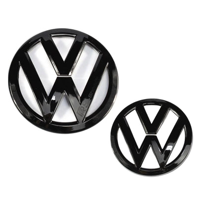 Emblème Logo VW Noir 3D Brillant Mat Carbone Golf Polo - vue arrière - Becquet Voiture