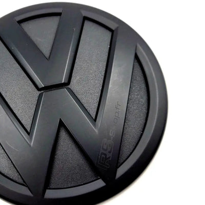 Emblème Logo VW Noir 3D Brillant Mat Carbone Golf Polo - vue de dessus - Becquet Voiture