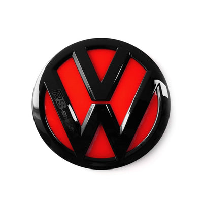 Emblème Logo VW Noir 3D Brillant Mat Carbone Golf Polo - vue de face 2 - Becquet Voiture