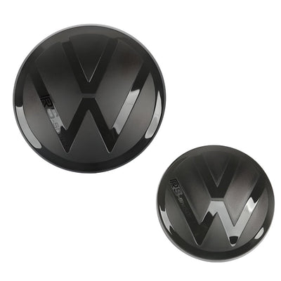 Emblème Logo VW Noir Blanc Golf 6 7 8 Polo T-Roc - installé sur véhicule - Becquet Voiture