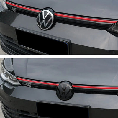 Emblème Logo VW Noir Blanc Golf 6 7 8 Polo T-Roc - vue de profil 2 - Becquet Voiture