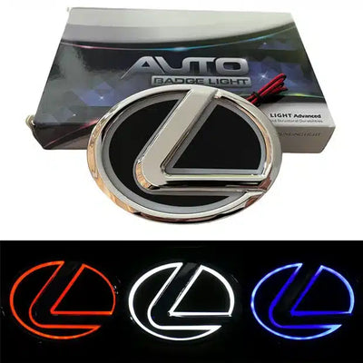 Emblème lumineux LED 5D Lexus pour ES240 RX350 2 tailles - vue de face - Becquet Voiture