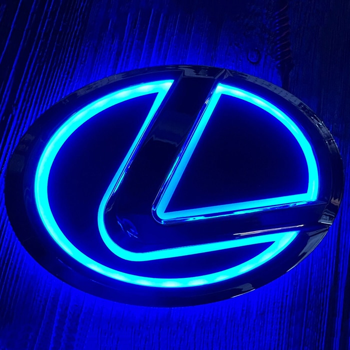 Lexus 5D LED Illuminated Emblem ES240 RX350 - rear view - Becquet Voiture