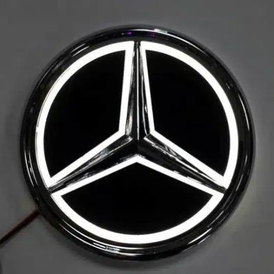 Emblème Lumineux Mercedes LED Calandre 18,5cm 12V Bleu Rouge Blanc - installé sur véhicule - Becquet Voiture