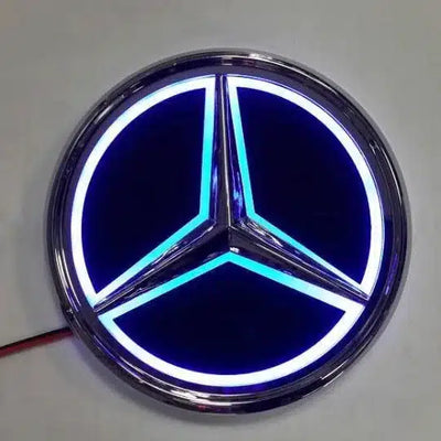 Emblème Lumineux Mercedes LED Calandre 18,5cm 12V Bleu Rouge Blanc - vue arrière - Becquet Voiture