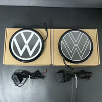 Illuminated Volkswagen Emblem 137mm LED Grille Compatible with VW - fitted on vehicle - Becquet Voiture